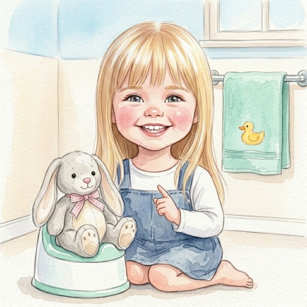 Painted sample cover — Your Child teaches Bunny to use the potty