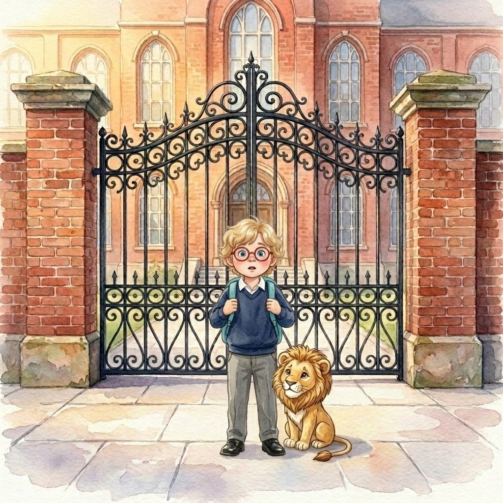 Painted sample cover — Your Child and the School-Gate Lion